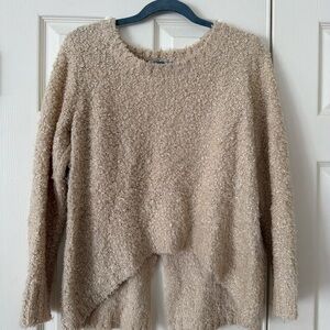 Beige Crew Neck Sweater small textured soft